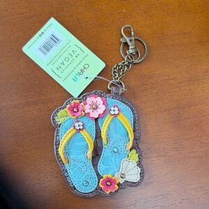 Chala Women’s Blue Floral Flip-Flop Keychain / Change Purse